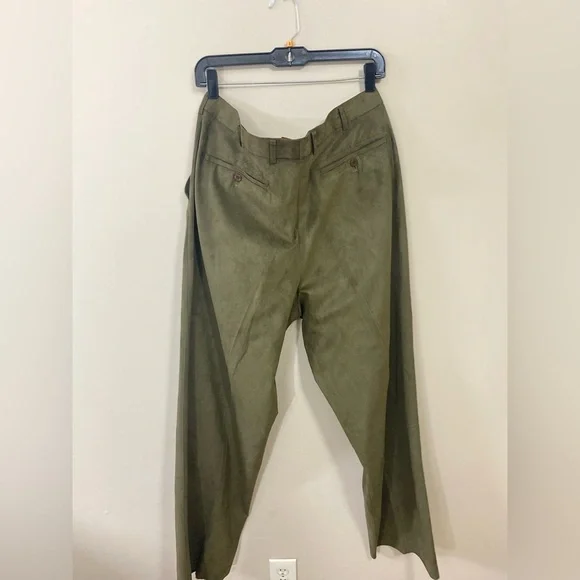 New Vintage CREME DE SILK Olive Green Poly & rayon Mix Pant Mens Size L Waist 36